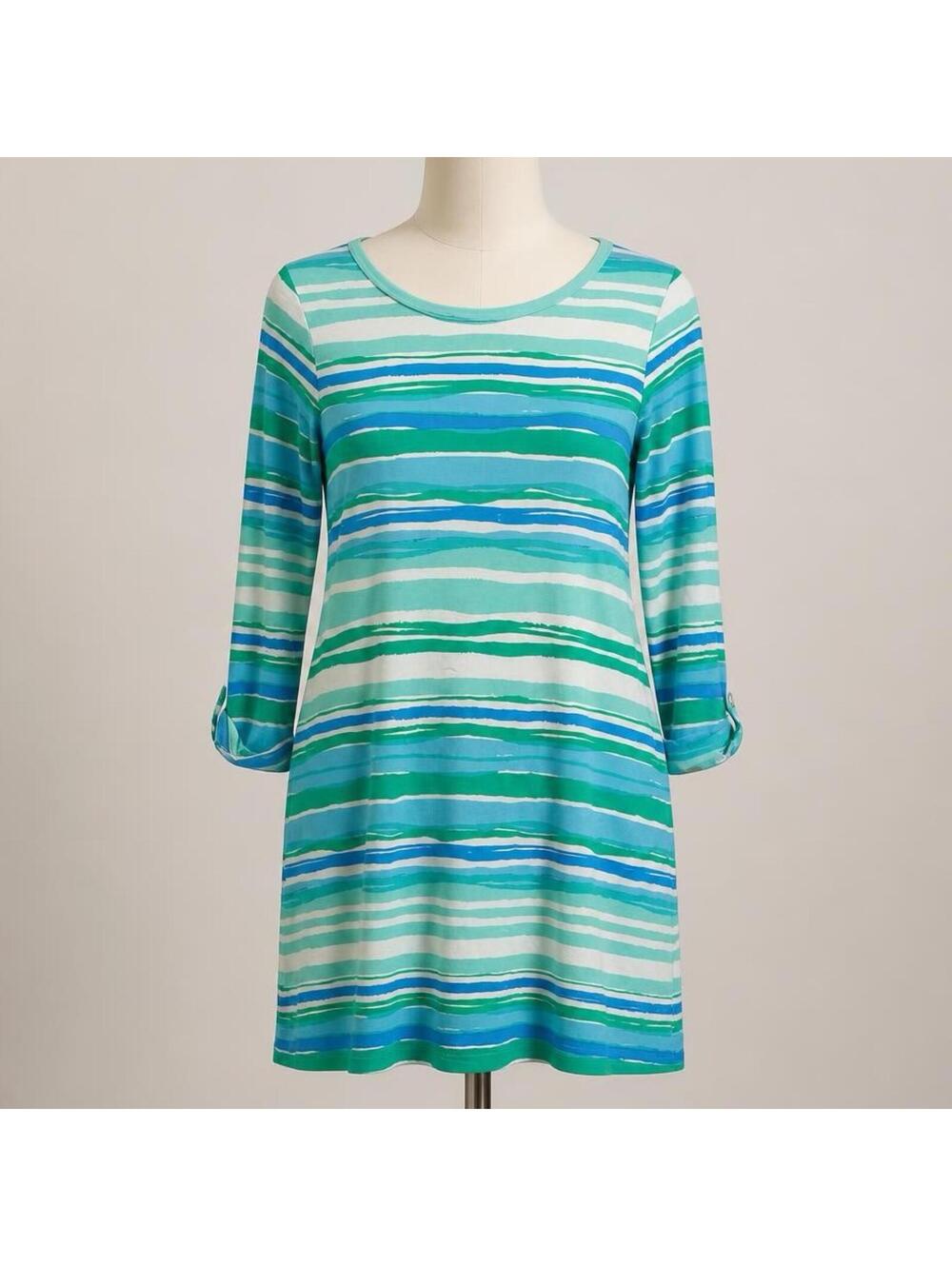 Lilly Pulitzer 3/4 Sleeve Linden dress Size Small Seaspray Blue Sea Stripe